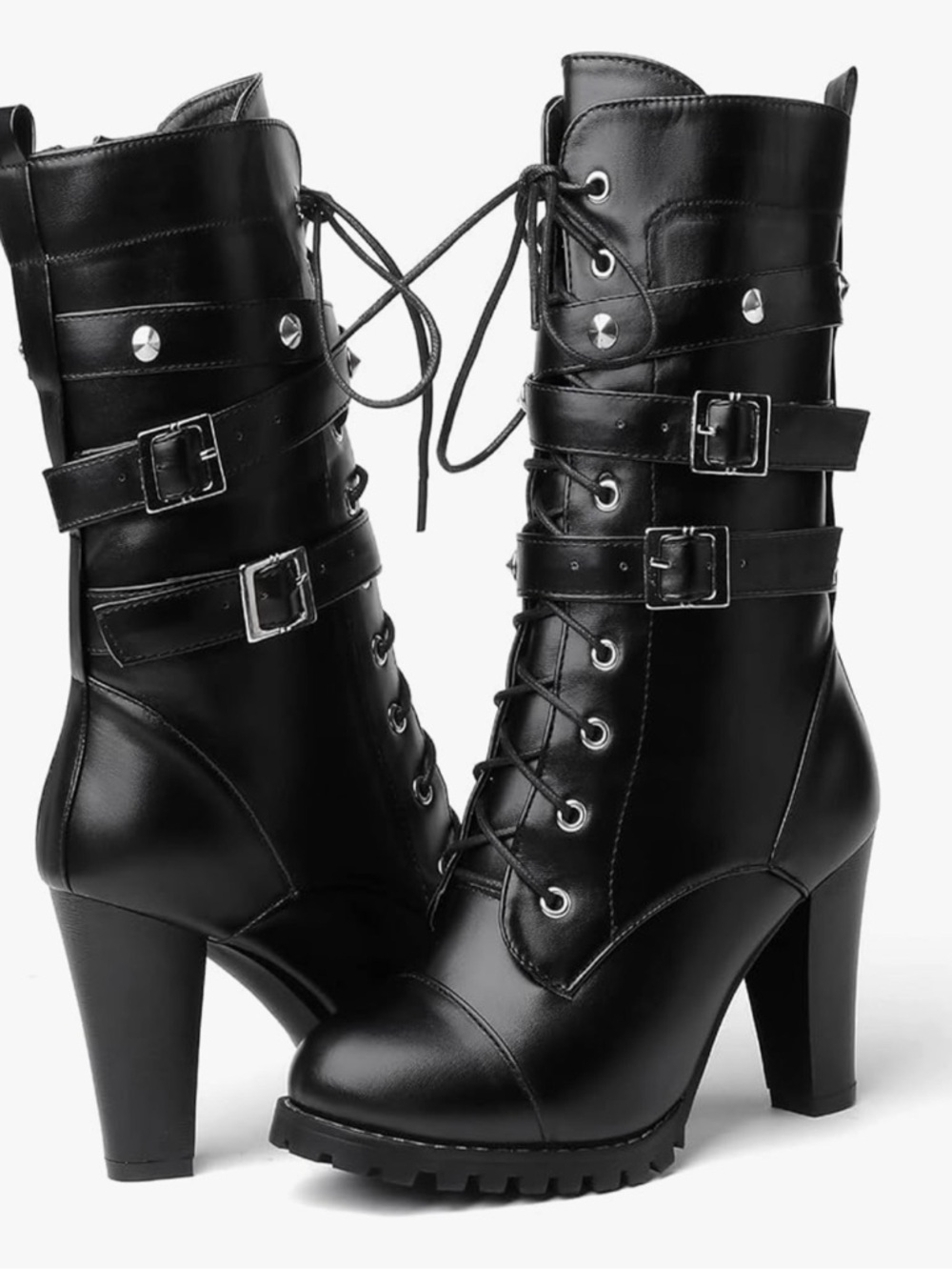 💓BLACK LACE UP HIGH HEEL BOOTS SIZE 7💓